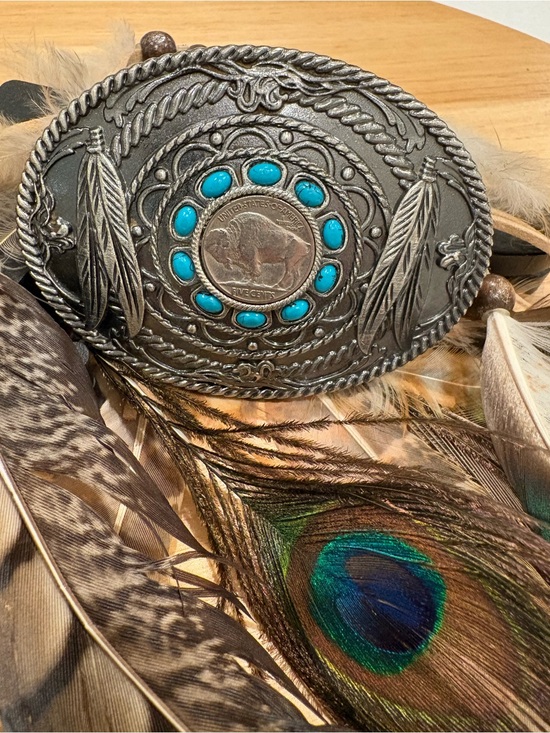 Western Buffalo Nickel Turquoise Belt Buckle Cowgirl Southwestern Boho”